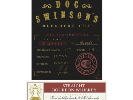 Doc Swinson’s Blenders Cut 5 Year Old Straight Bourbon Whiskey - 750ML Online Sale